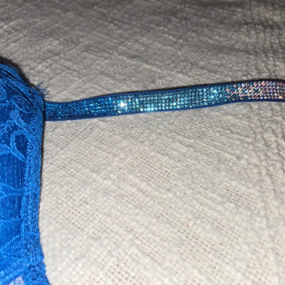 Blue Rhinestone Bombshell Bra - Picture 8 of 9